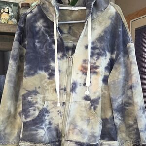 POL Distressed tye Dye Hoodie Thick  Fabric